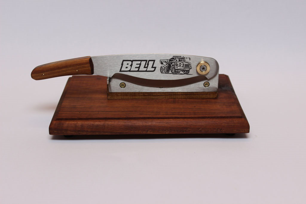 Personalised biltong slicer.